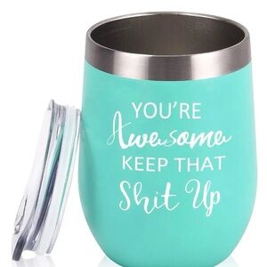 Coholico Wine Tumbler 12oz Stainless Insulated Teal You’re Awesome Gag Gift
New‎